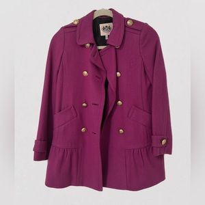 Juicy Couture Girls Ruffle Hem Purple Wool Coat
